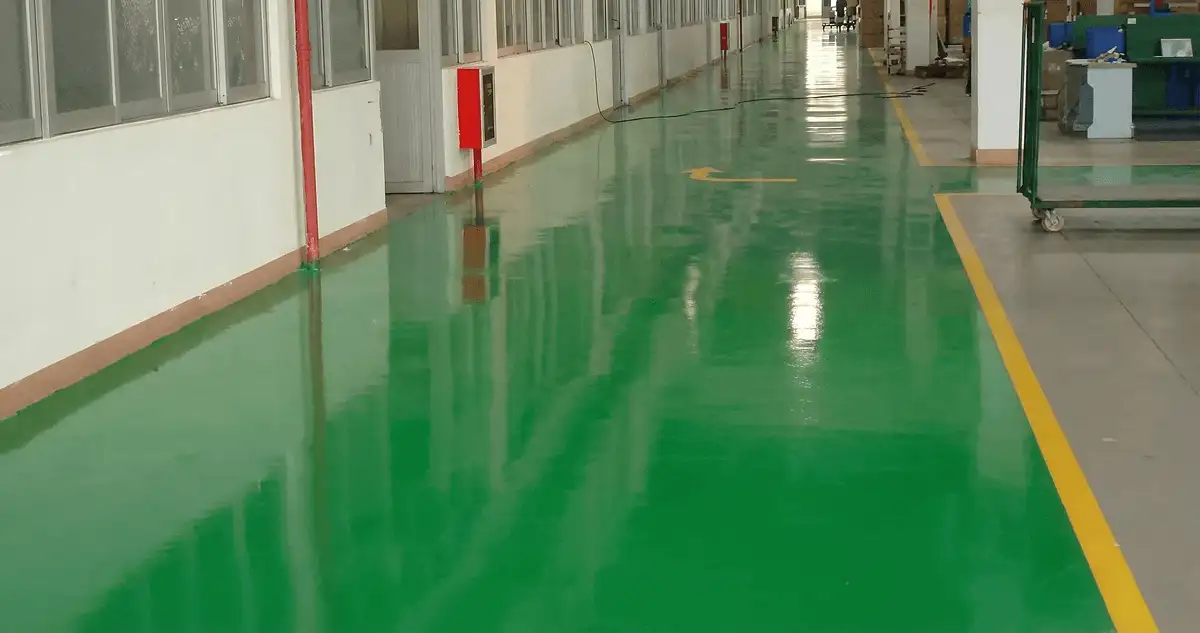 A factory floor professionally covered and marked with epoxy flooring in Richmond, VA