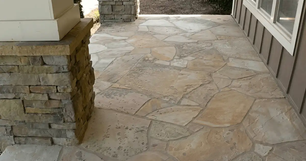 House entrance with professionally installed stone flooring in Richmond VA